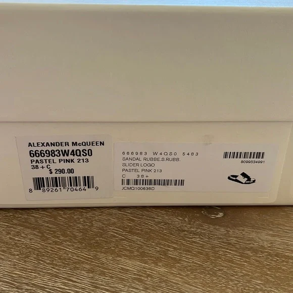 Alexander McQueen Logo Slide Sandal Pastel Pink Size 38.5EU - Picture 5 of 5